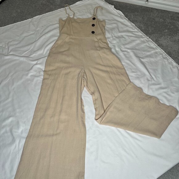 Forever 21 Women's Wideleg Jumpsuit in Taupe - US Small - Picture 1 of 9